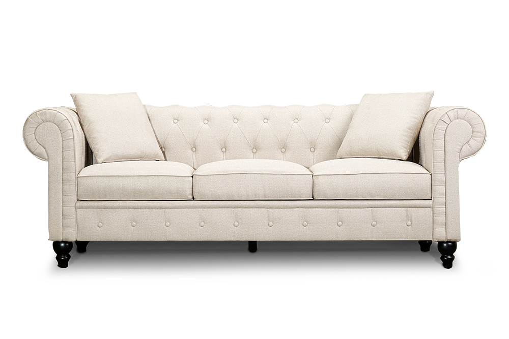 Valencia Cerna Fabric Chesterfield Lounge, Beige Color