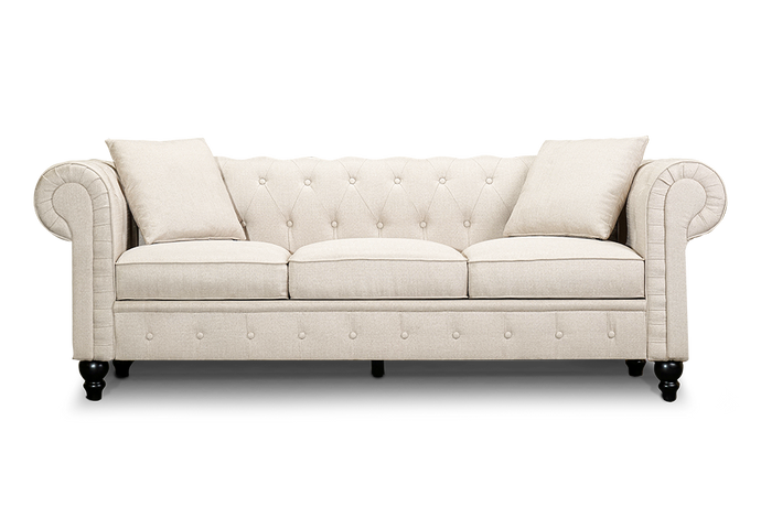 Valencia Cerna Fabric Chesterfield Lounge, Beige Color