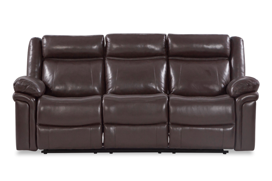 Valencia Charlie Leather Recliner Three Seats Lounge, Dark Brown