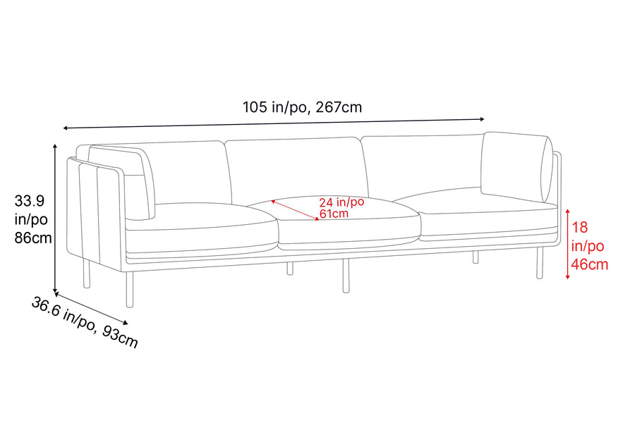 Valencia Chloe Contemporary Leather Three Seats Wide Lounge, Cognac