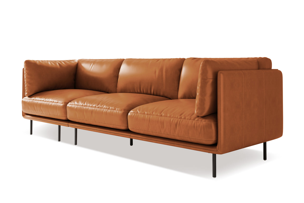 Valencia Chloe Contemporary Leather Three Seats Wide Lounge, Cognac