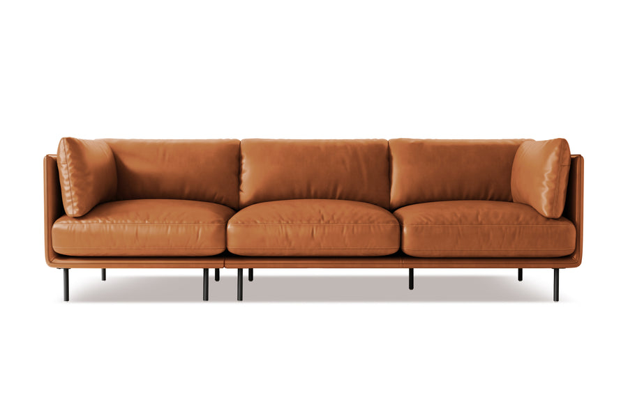 Valencia Chloe Contemporary Leather Three Seats Wide Lounge, Cognac