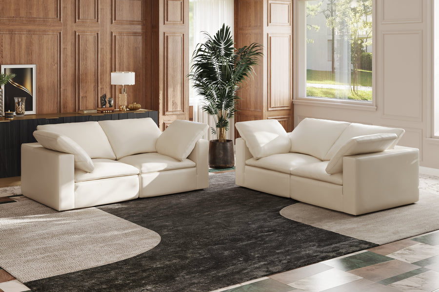 Valencia Claire Full-Aniline Leather Loveseat Cloud Feel Lounge, Beige