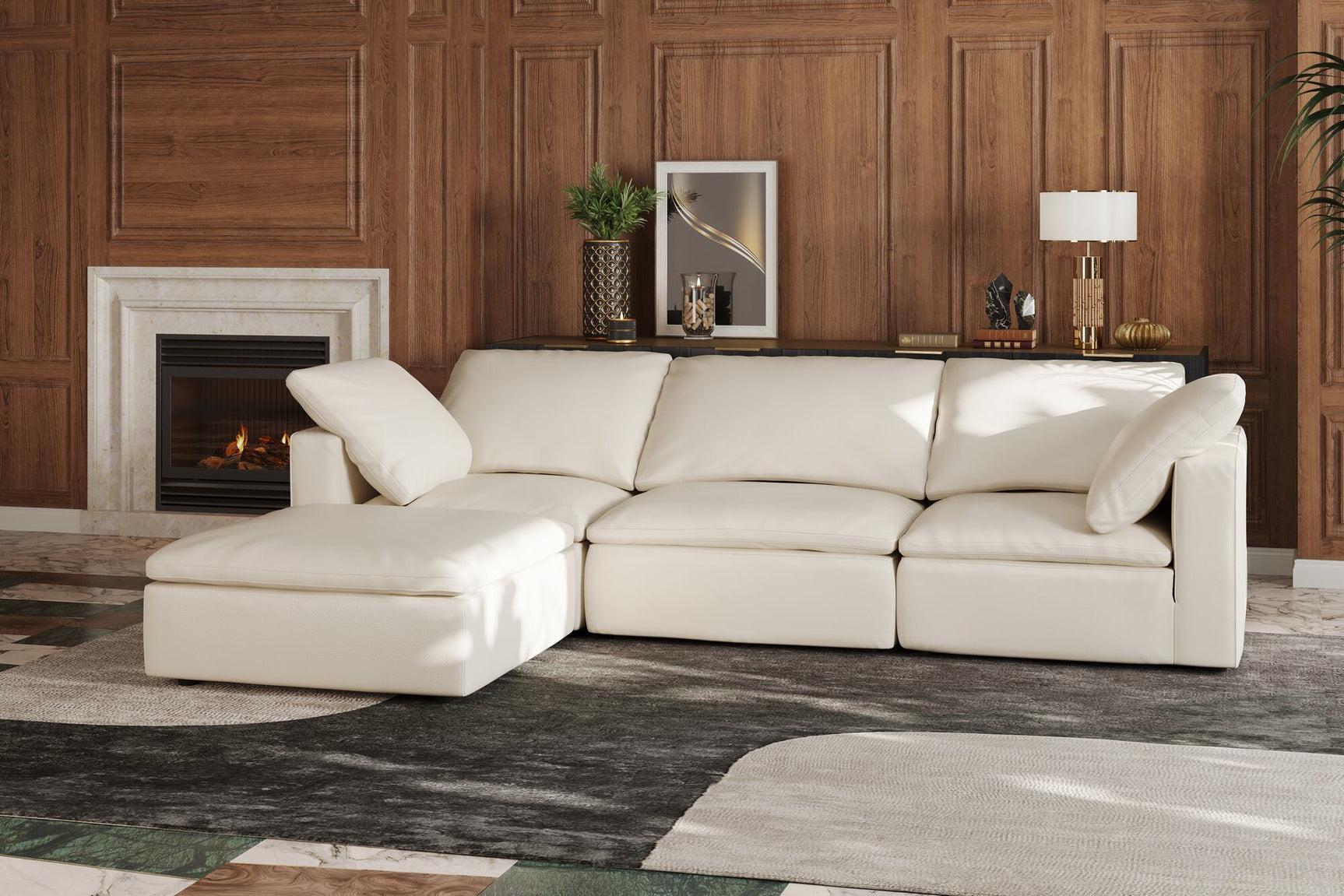 Claire Leather Ottoman