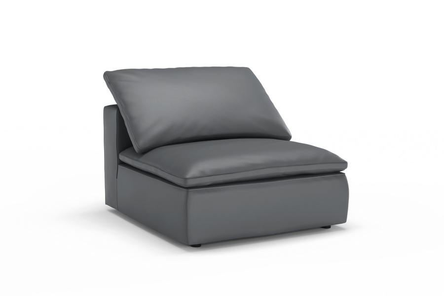 Valencia Claire Full-Aniline Leather Armless Piece, Charcoal Grey