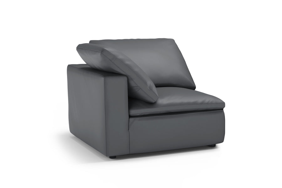 Valencia Claire Full-Aniline Leather Four Seats with 2 Ottomans Cloud Feel Sofa, Charcoal Grey