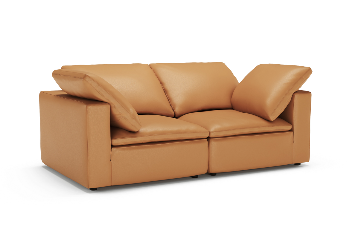 Valencia Claire Full-Aniline Leather Loveseat Cloud Feel Lounge, Cognac