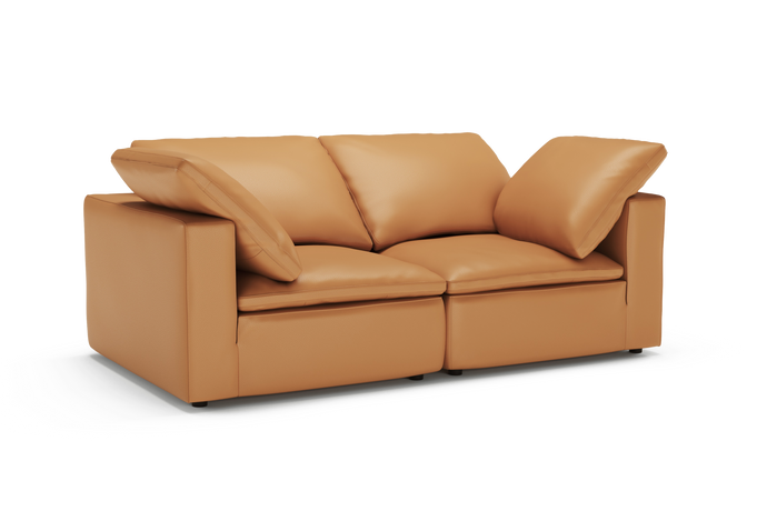Valencia Claire Full-Aniline Leather Loveseat Cloud Feel Lounge, Cognac