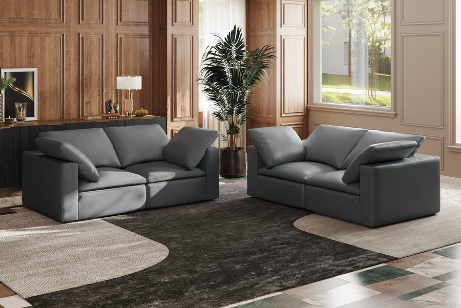 Valencia Claire Full-Aniline Leather Corner Piece, Charcoal Grey