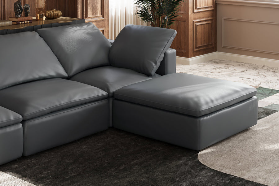 Valencia Claire Full-Aniline Leather Loveseat Cloud Feel Sofa, Charcoal Grey