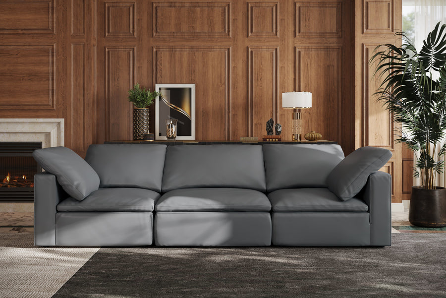 Valencia Claire Full-Aniline Leather Armless Piece, Charcoal Grey