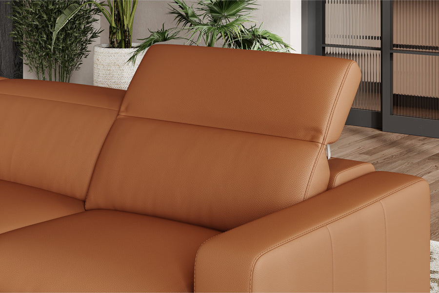 Valencia Clara Leather Reclining Sectional Lounge, Left Hand Chaise, Cognac