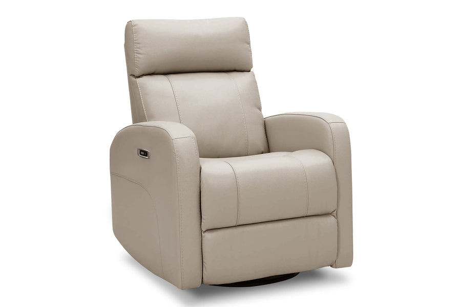 Valencia Dayna Top Grain Leather Power Swivel Glider Recline Chair, Latte