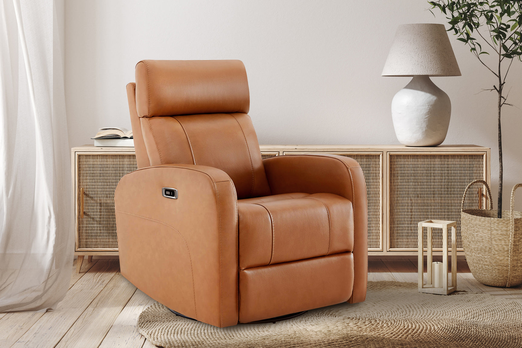 Dayna Leather Swivel Recliner Chair