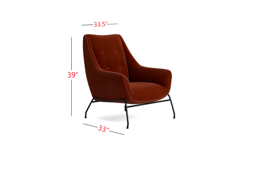 Valencia Seren Velvet Fabric Accent Chair, Maroon