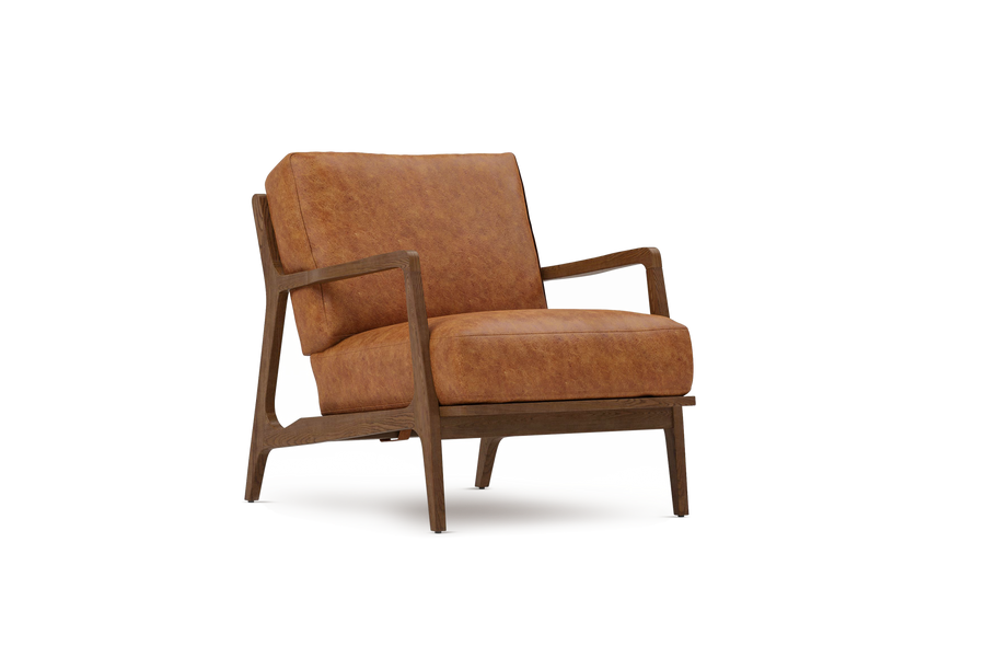 Valencia Ella Top Grain Leather Accent Chair, Cognac Color