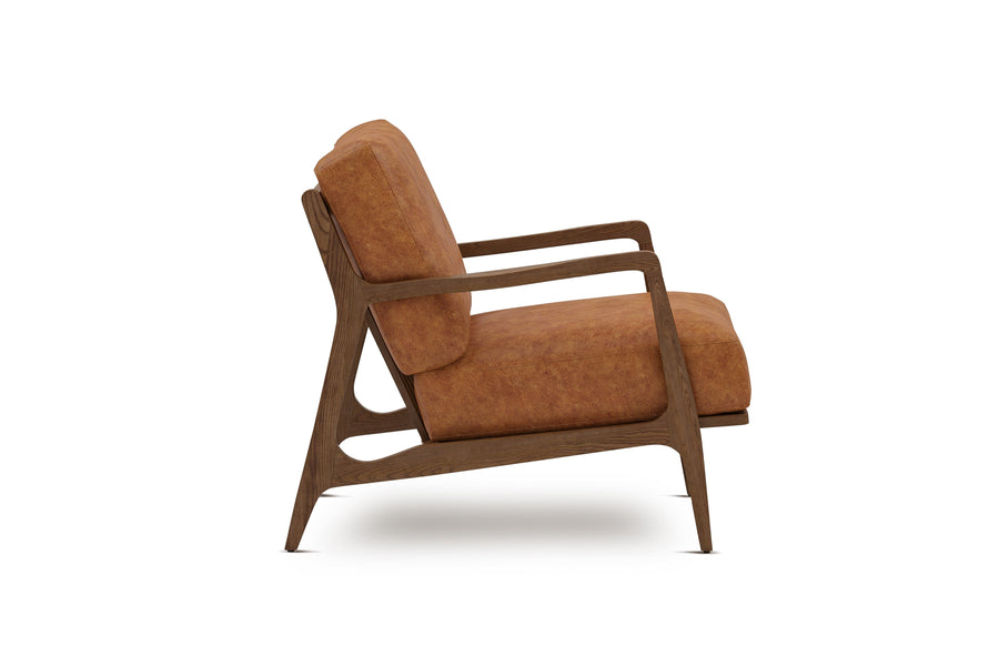 Valencia Ella Top Grain Leather Accent Chair, Cognac Color