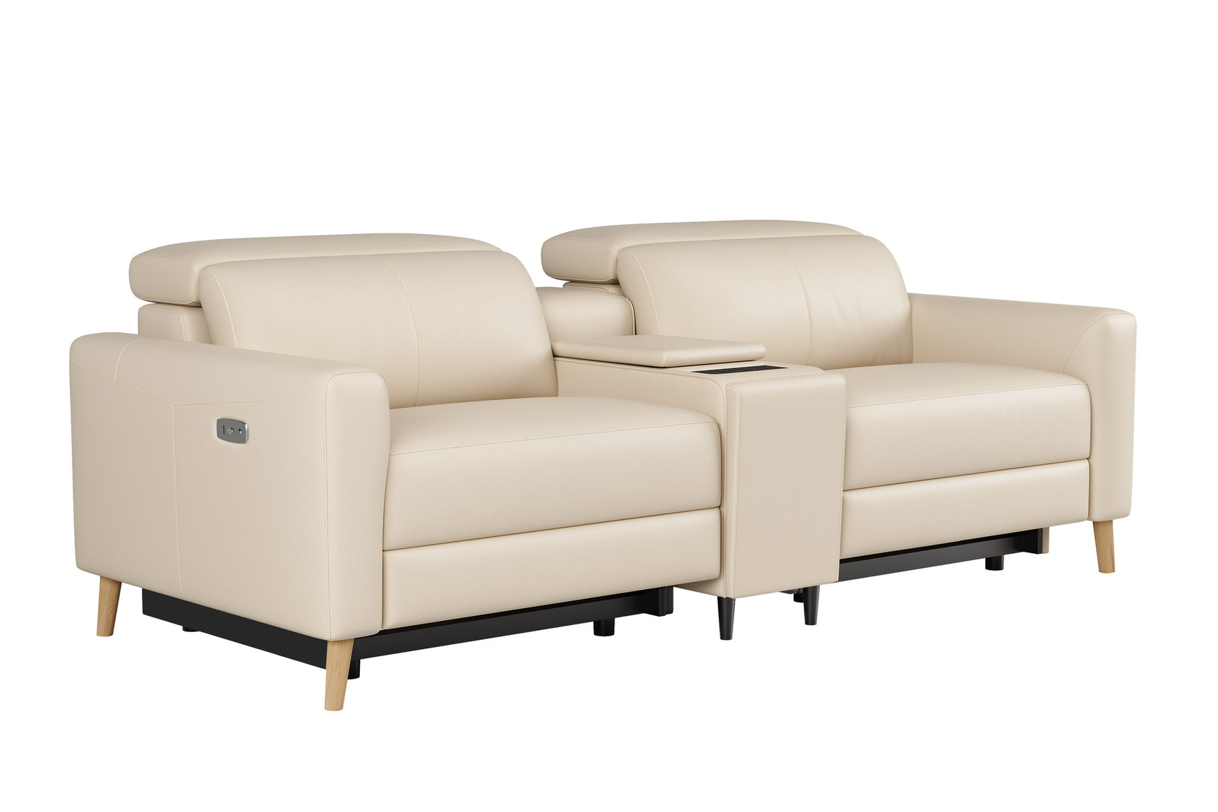 Elodie Leather Dual Recliner Lounge with Console