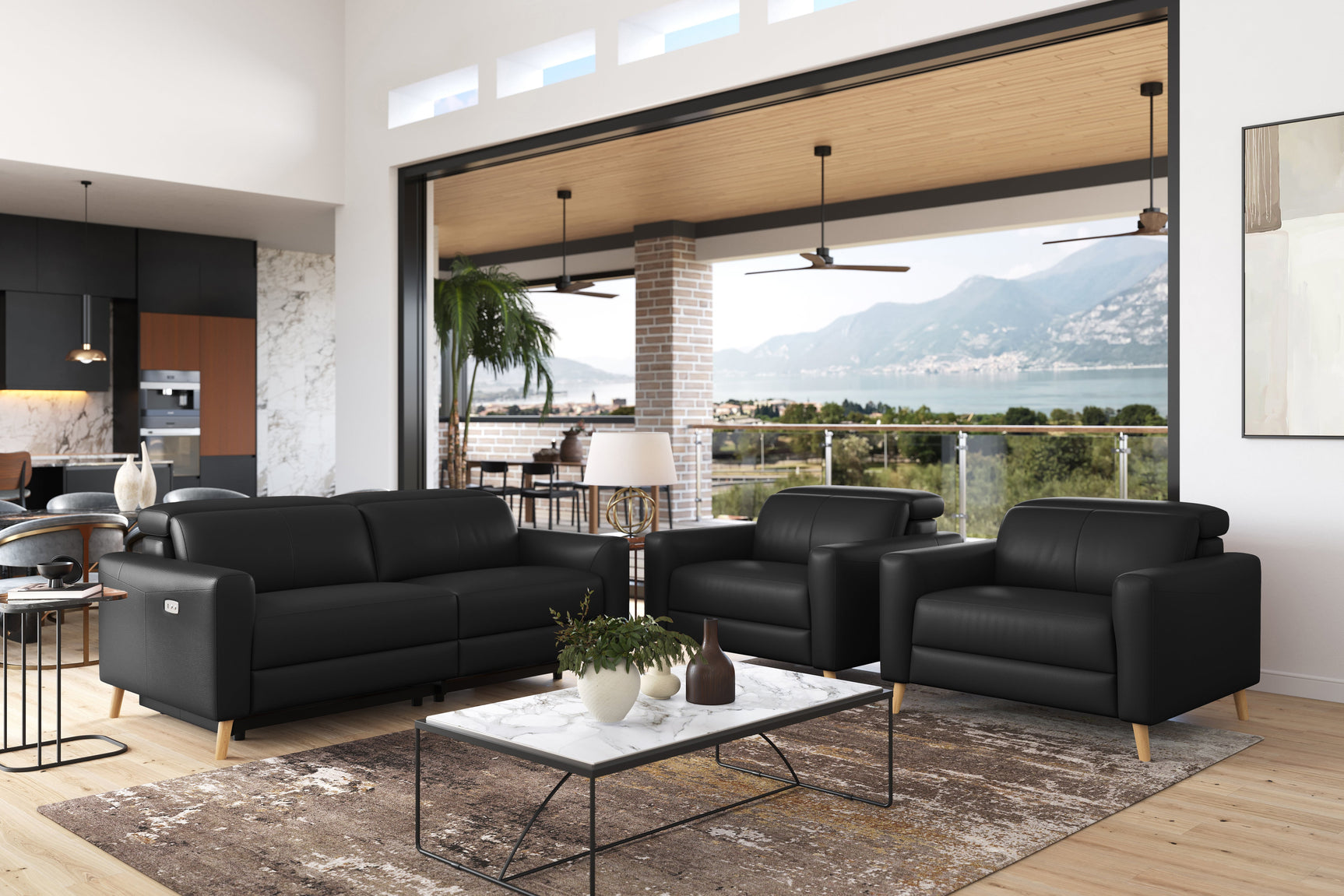 Elodie Leather Dual Recliner Lounge