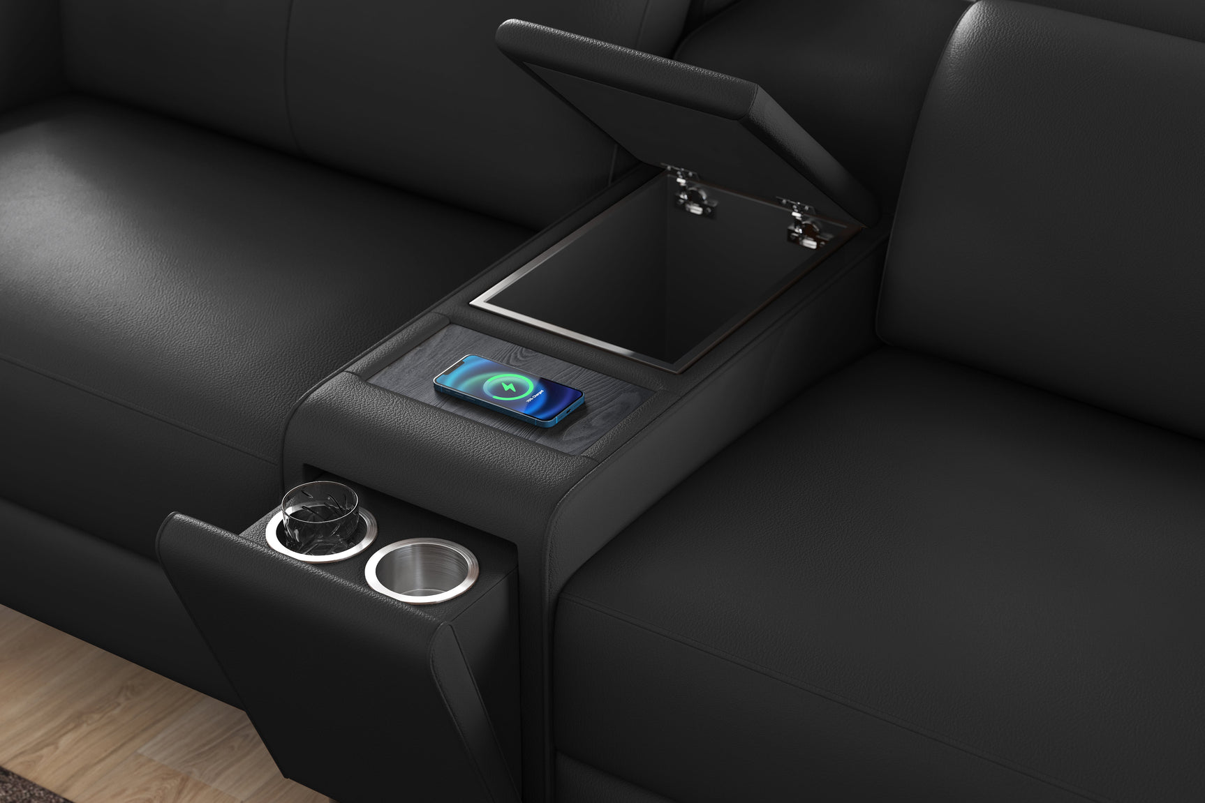 Elodie Leather Dual Recliner Lounge with Console