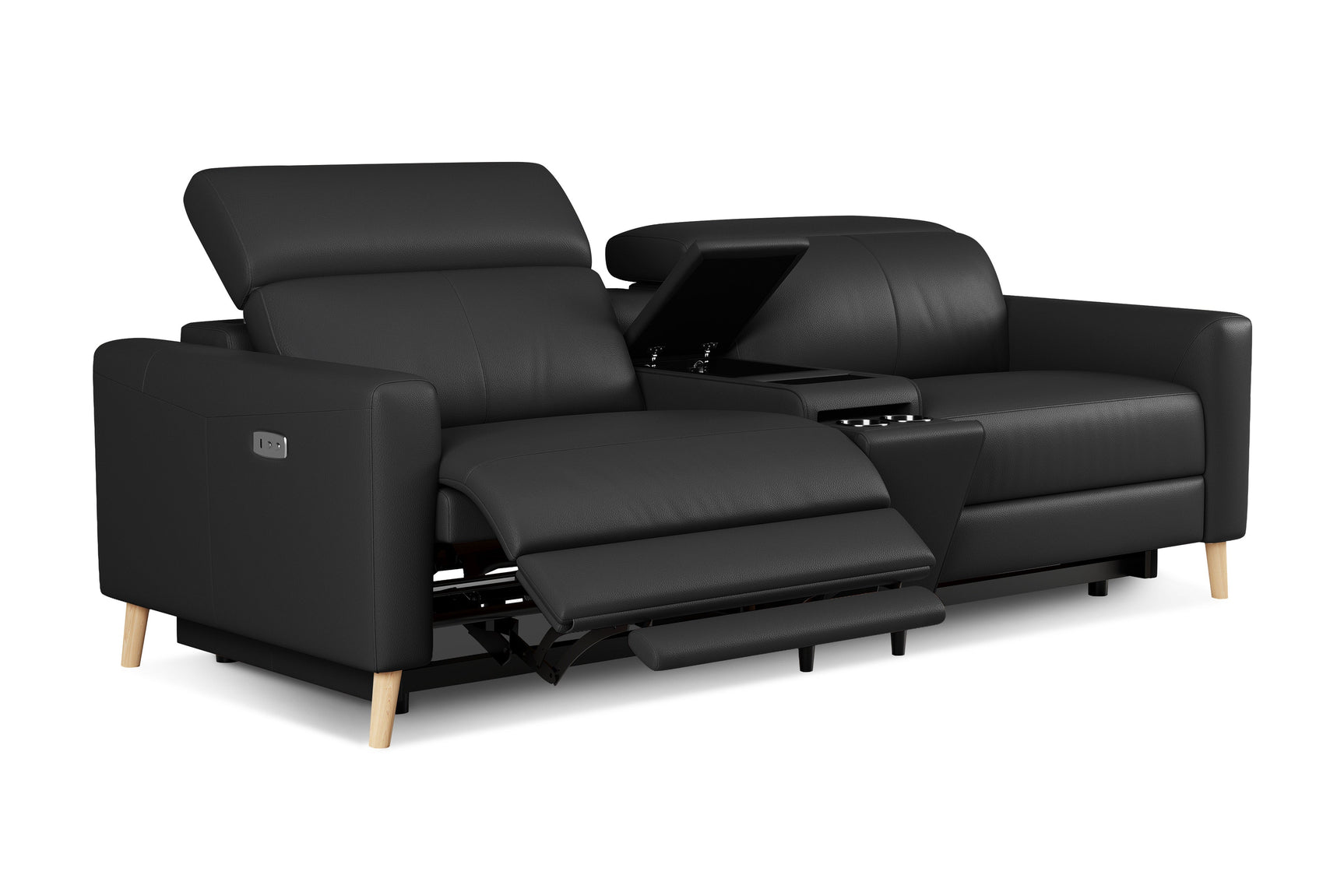 Elodie Leather Dual Recliner Lounge with Console