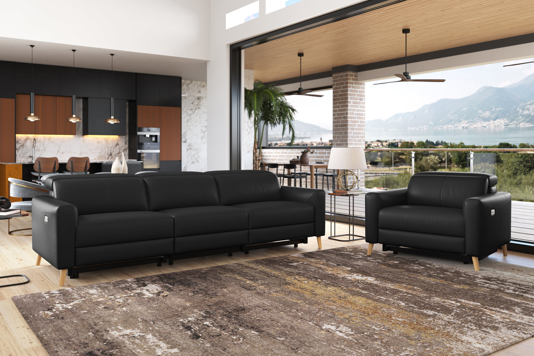 Elodie Leather Dual Recliner Lounge