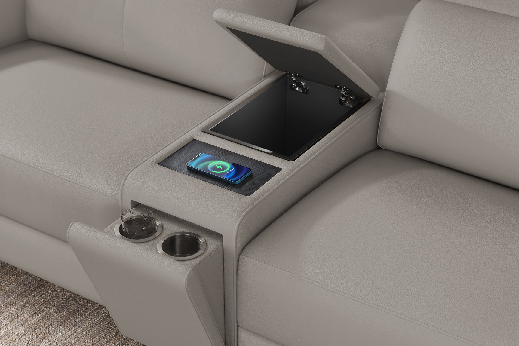 Elodie Leather Dual Recliner Lounge with Console