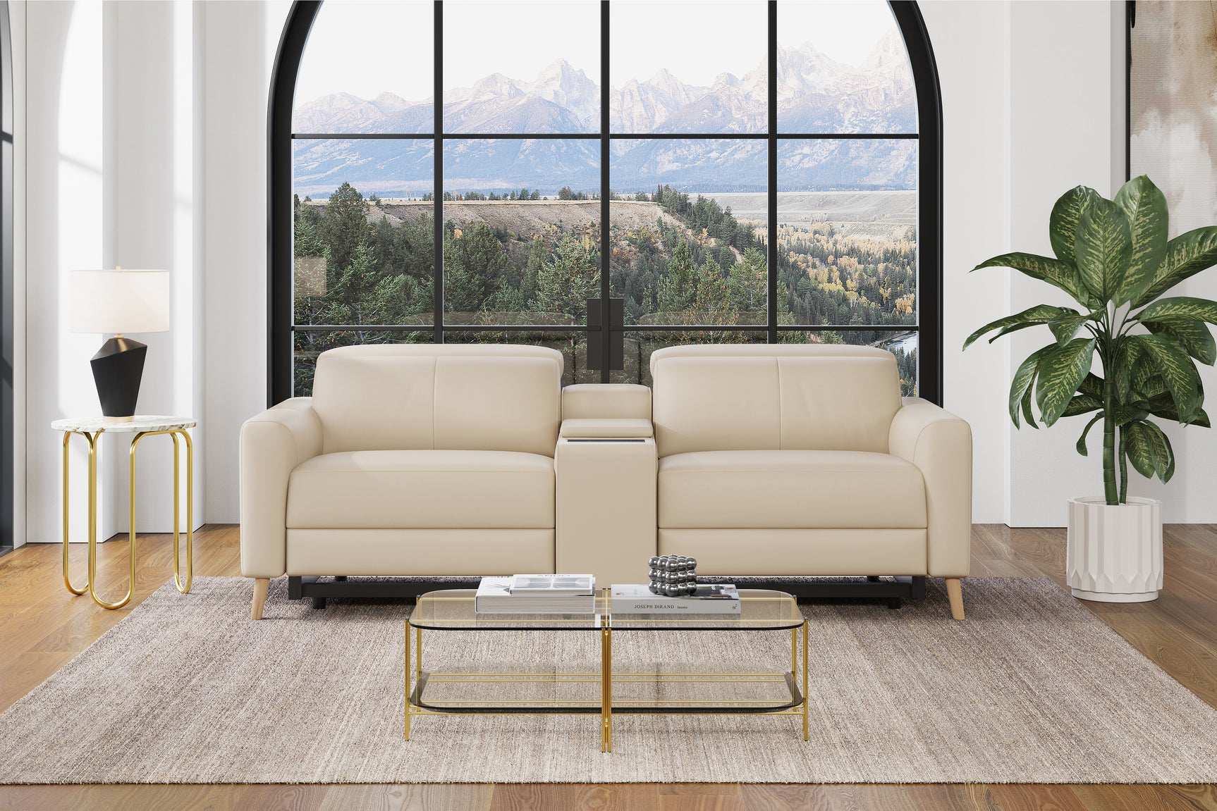 Elodie Leather Dual Recliner Lounge with Console