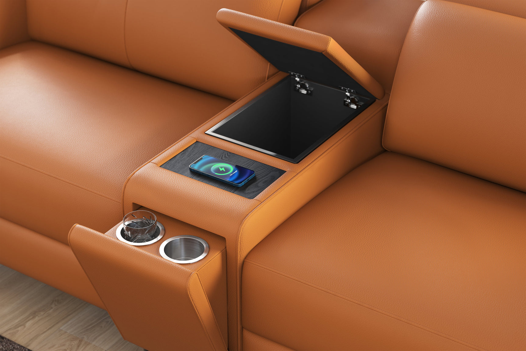 Elodie Leather Dual Recliner Lounge with Console