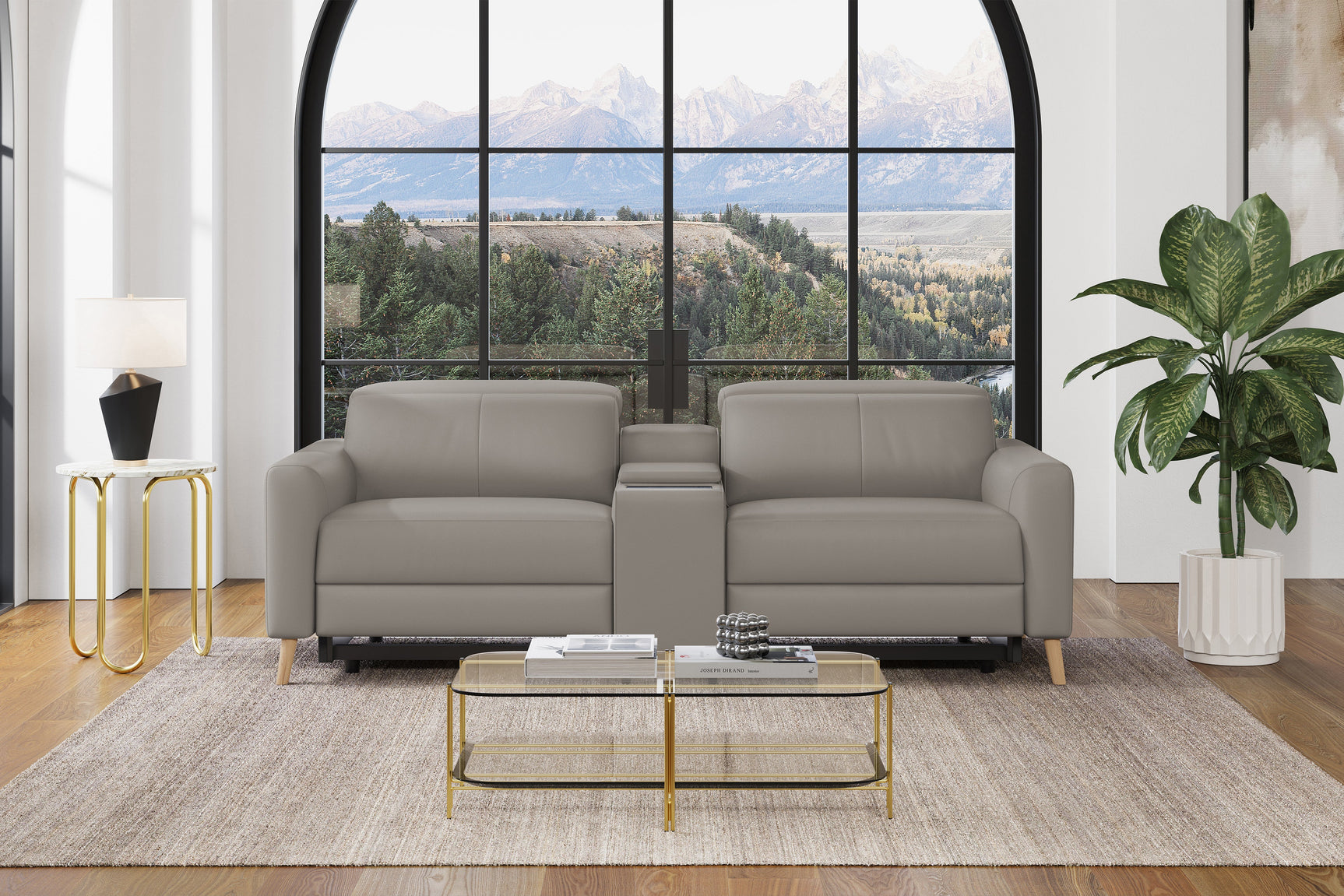 Elodie Leather Dual Recliner Lounge with Console