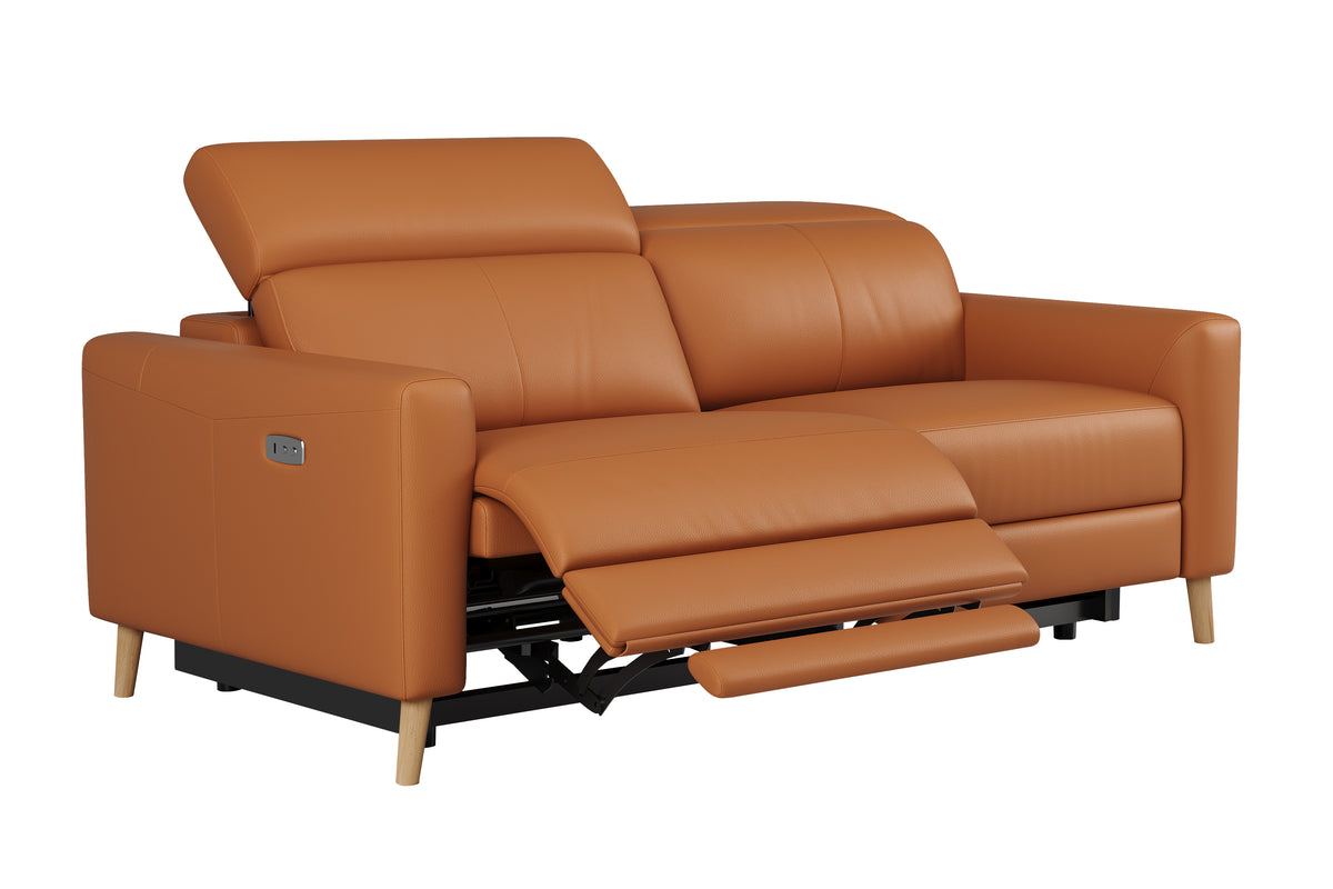 Valencia Elodie Top Grain Leather Loveseat Dual Recliners, Cognac