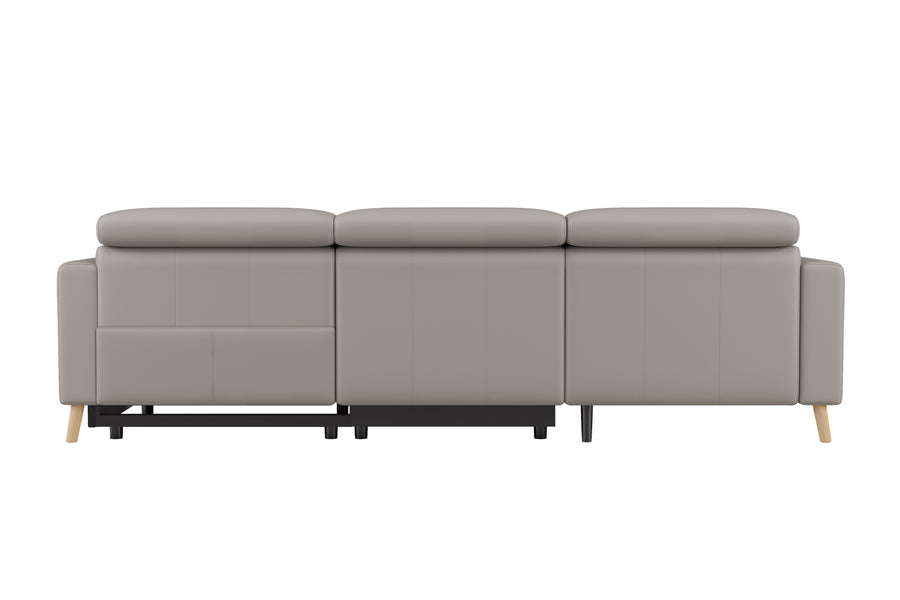 Valencia Elodie Top Grain Leather Sectional Lounge, Three Seats with Left Chaise, Light Grey