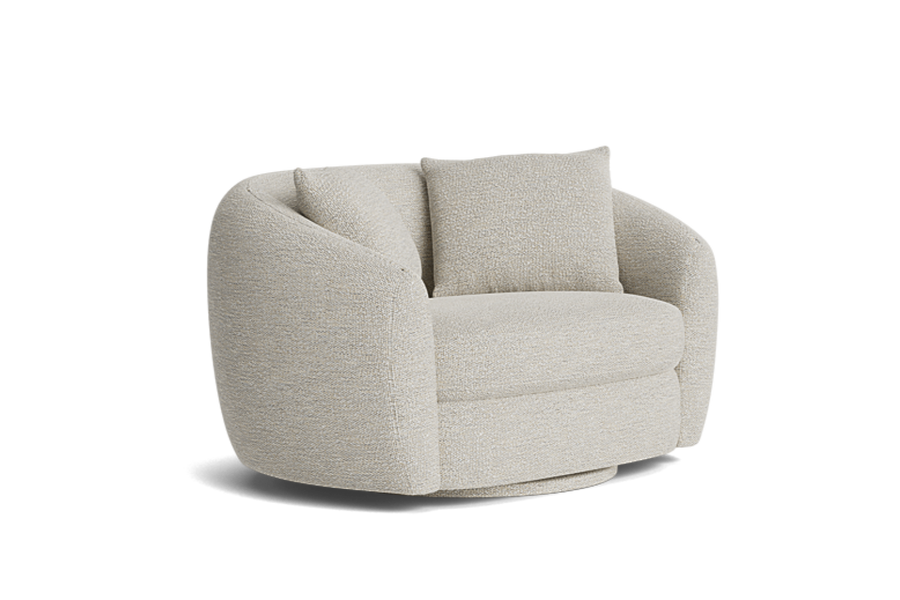 Valencia Eluned Boucle Fabric Swivel Accent Chair, Beige