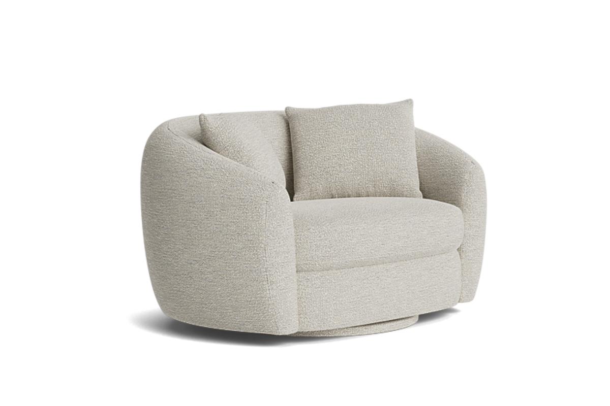 Valencia Eluned Boucle Fabric Swivel Accent Chair, Beige