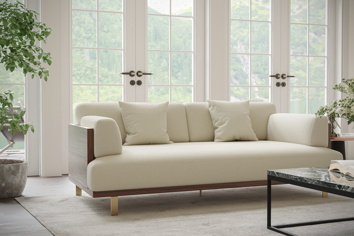 Valencia Emilia Fabric Modern Sofa, Beige