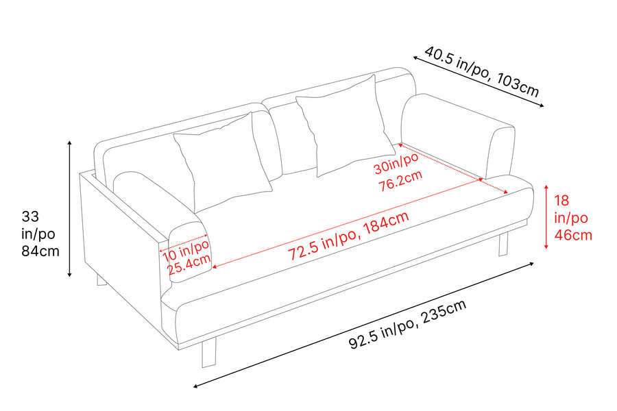 Valencia Emilia Fabric Modern Sofa, Beige