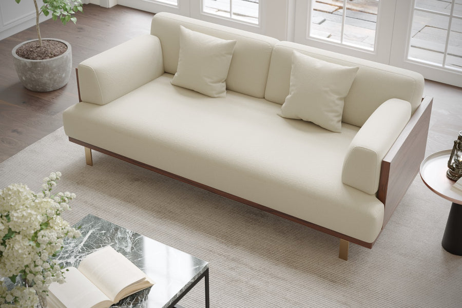 Valencia Emilia Fabric Modern Sofa, Beige