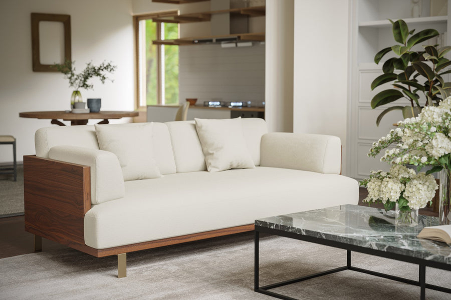 Valencia Emilia Fabric Modern Sofa, Beige