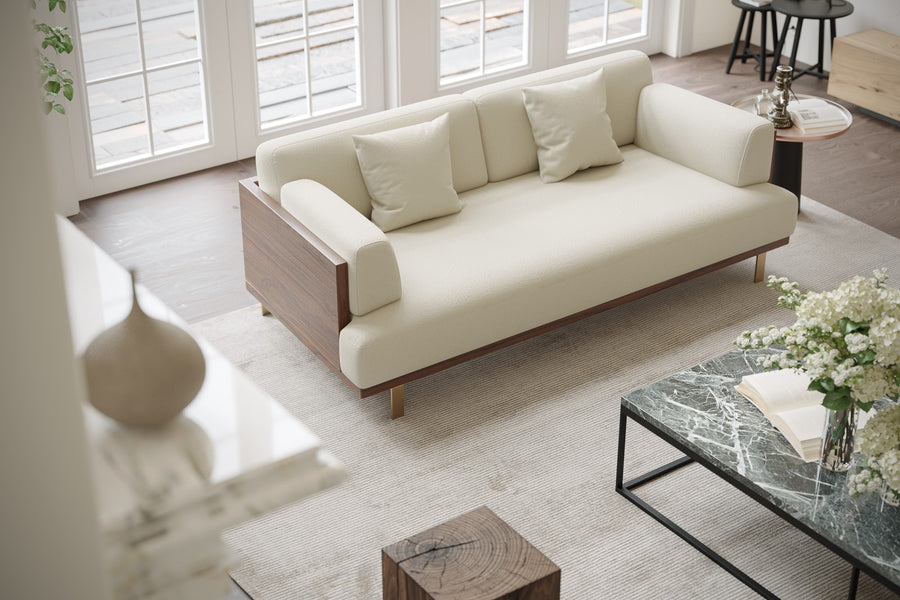 Valencia Emilia Fabric Modern Sofa, Beige