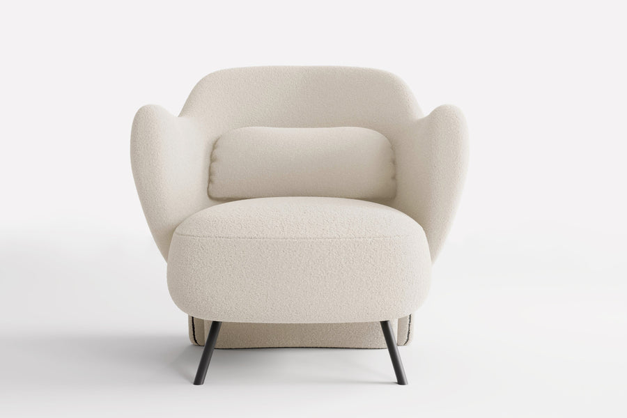 Valencia Erica Boucle Fabric Accent Chair, Cream