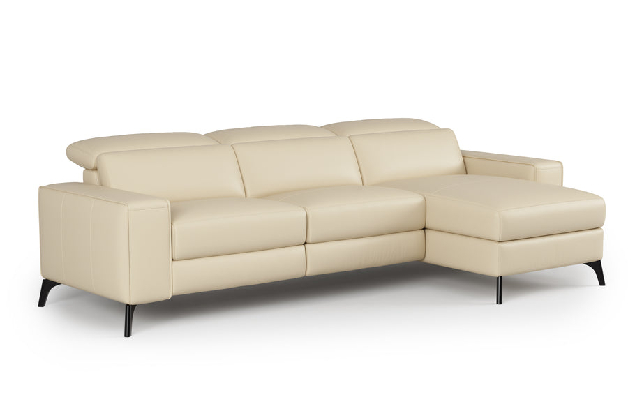 Valencia Esther Top Grain Leather Lounge, Three Seats with Right Chaise, Beige