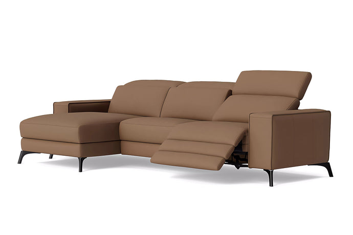 Valencia Esther Top Grain Leather Lounge, Three Seats with Left Chaise, Brown