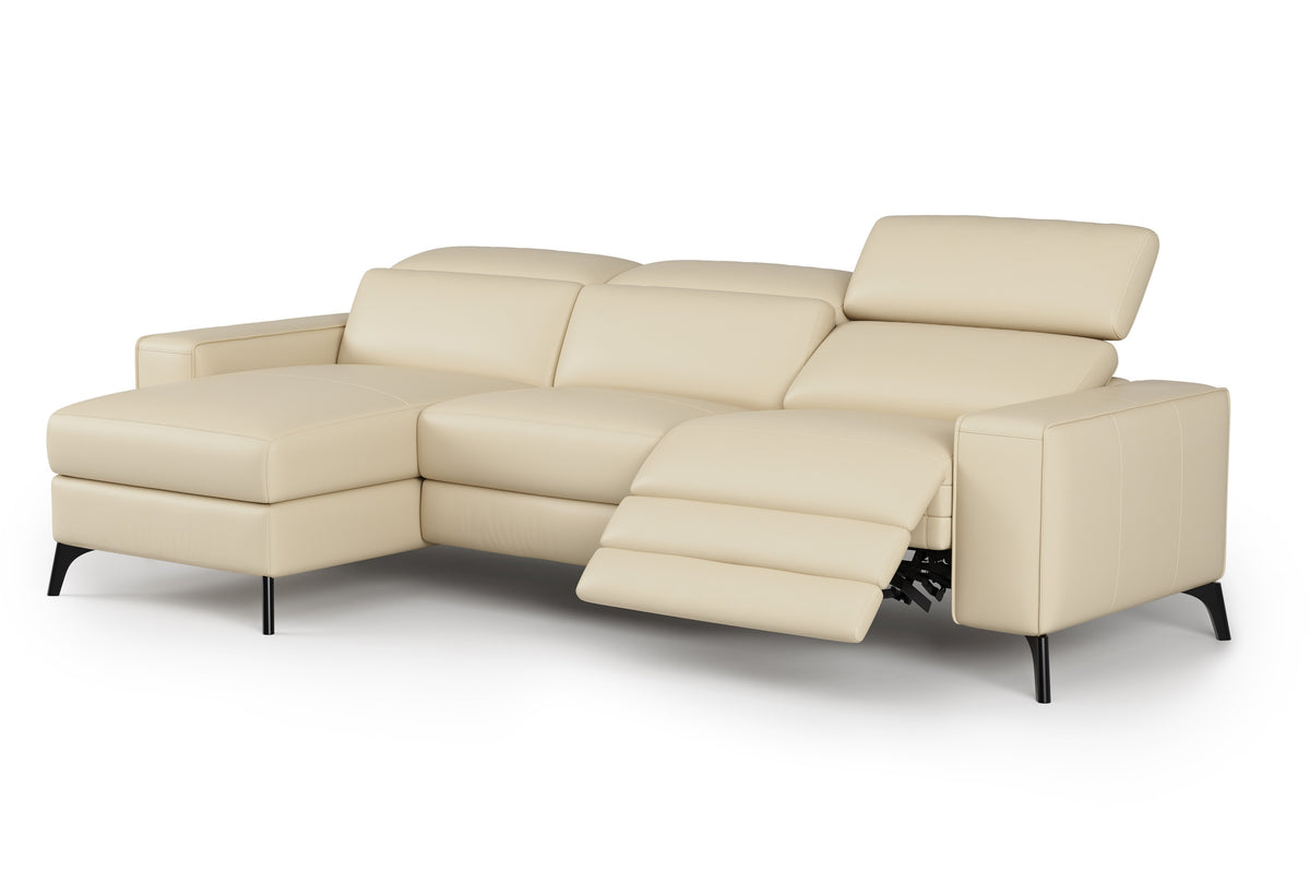 Valencia Esther Top Grain Leather Lounge, Three Seats with Left Chaise, Beige