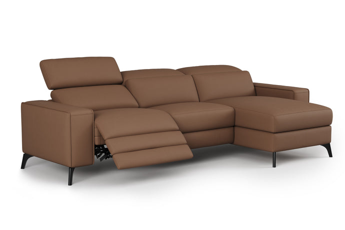 Valencia Esther Top Grain Leather Lounge, Three Seats with Right Chaise, Brown