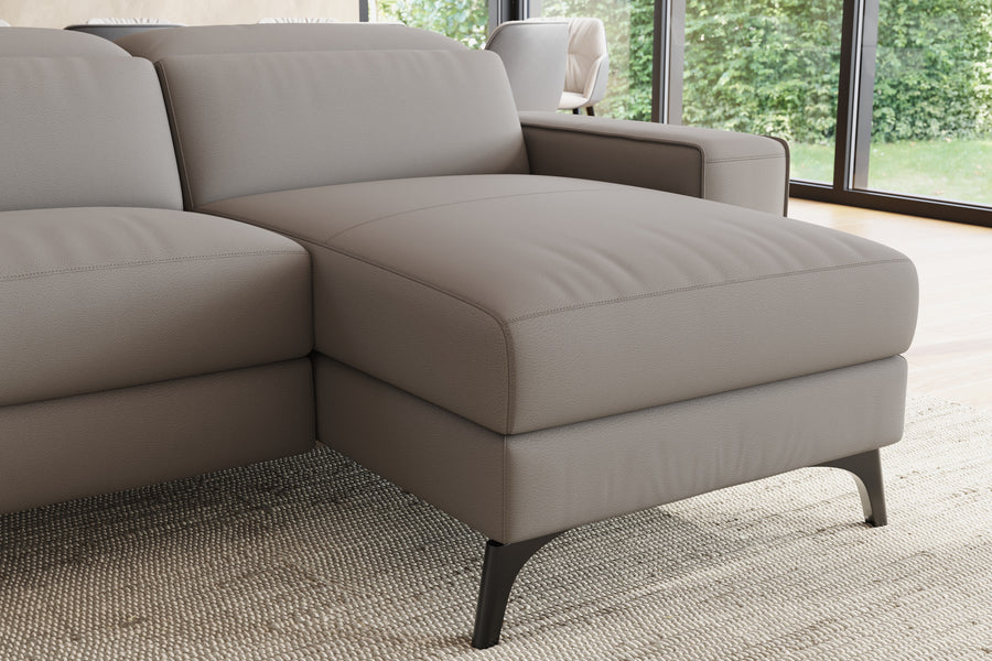 Valencia Esther Top Grain Leather Lounge, L-Shape with Right Chaise, Light Grey