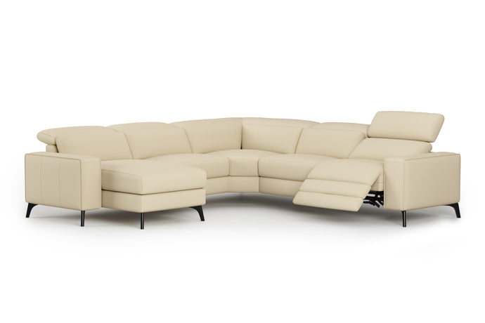 Valencia Esther Top Grain Leather Lounge, L-Shape with Left Chaise, Beige