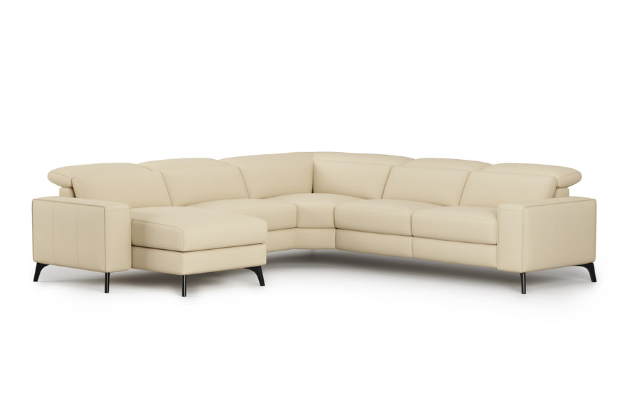 Valencia Esther Top Grain Leather Lounge, L-Shape with Left Chaise, Beige