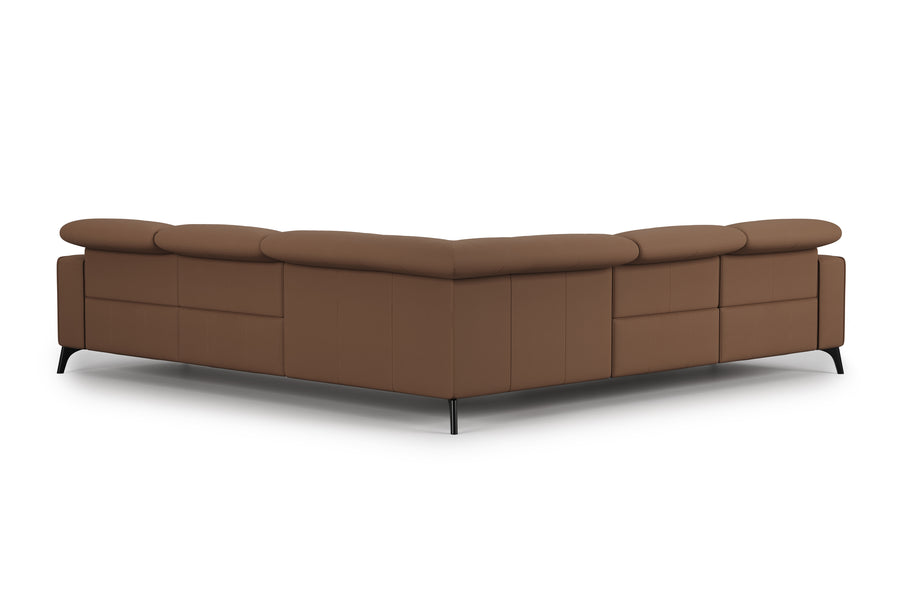 Valencia Esther Top Grain Leather Lounge, L-Shape with Left Chaise, Brown