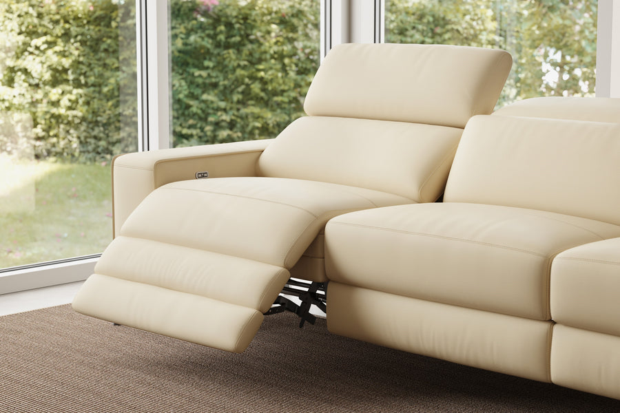 Valencia Esther Top Grain Leather Lounge, L-Shape with Right Chaise, Beige