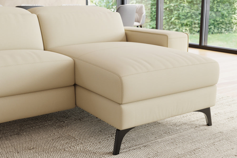 Valencia Esther Top Grain Leather Lounge, L-Shape with Right Chaise, Beige